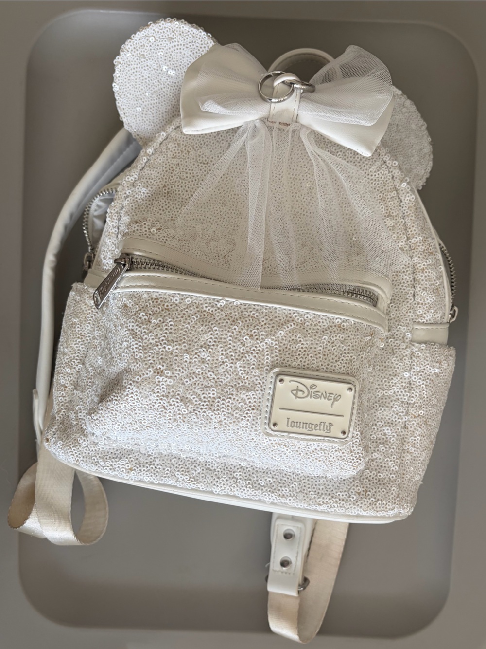 Disney Bride Loungefly Sequin Bow Mini Backpack